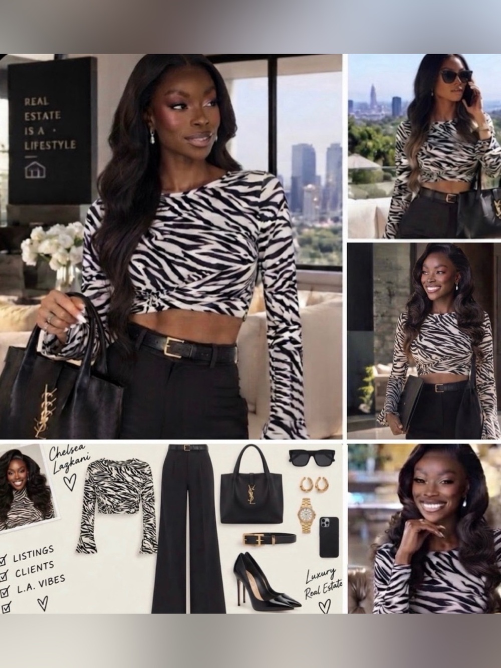 SHEIN | Zebra Print Crop Top | Size M | Selling Sunset Chelsea Lazkani Core